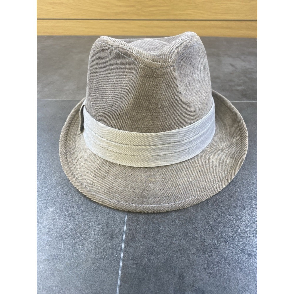 VTG Lei Grey Micro Corduroy Fedora Hat One Size
